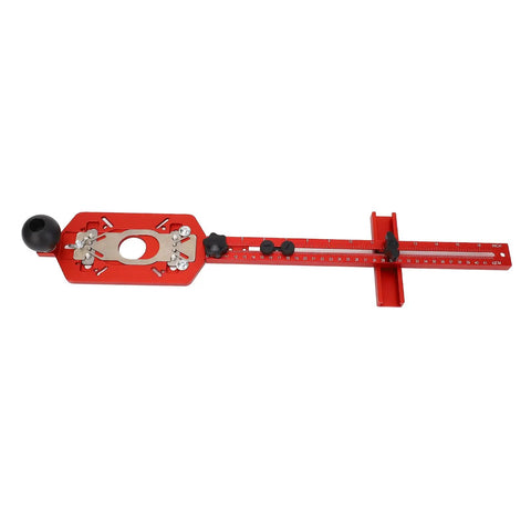 Heavy Duty Router Milling Bracket With Dual Scale Circle Cutting Jig For Woodworking All In One Cabinet Hardware Fixture Rock Solid Multi Function Routing Tool Easy Fit With Most Trim And Plunge Routers red aluminum jig with dual scale ruler