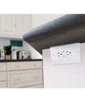 Under Cabinet Power Distribution Box Slim Fit White Metal For TV DVD And Security Systems installed under kitchen counter