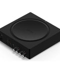 Front view of black Versatile Home Audio Amplifier For Any Setup From Your Turntable To Outdoor Speakers Powers Vinyl CDs Stored Audio Files And Streaming And Even Expands Your Backyard Entertainment Black.