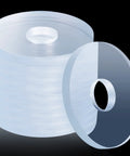 Clear Vinyl Shower Door Handle Washers 10 Pack Heavy Duty Spacers for glass doors showing stacked transparent circular washers.