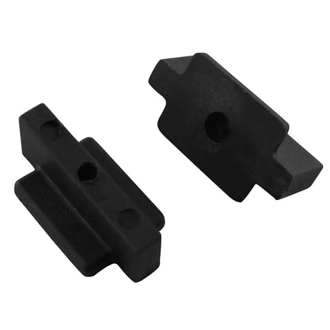 Badass Hidden Deck Fasteners With Screws Black Concealed Clipping System For Indoor Outdoor Timber Plank Mounting No Sweat Install Durable Nylon Steel Build 20 Pack, close-up of two black nylon fasteners.