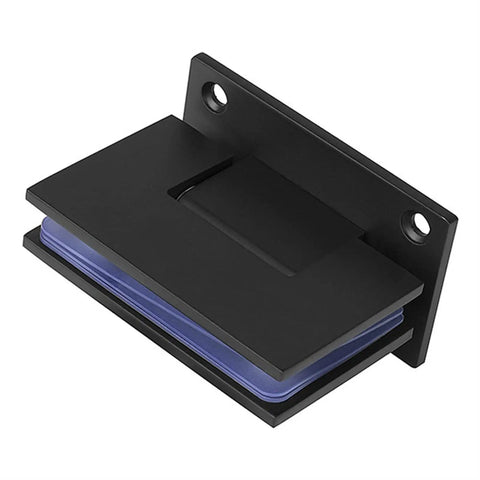 Heavy Duty Hella Sturdy Glass Door Hinges With Scratch Shield Rubber Stops For Frameless Shower Doors 90 Degree Pivot Clamps For 8 To 12Mm Tempered Glass No Sweat Setup black mounting hinge with rubber pad