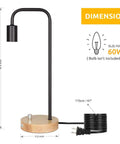 Industrial Desk Lamp With Vintage Edison Style Dope Look For Dorm, Office, Bedroom Or Living Room Space Saving Black Table Light, 16.9in Tall, 5.9in Wide, 67in Cord, Bulb Not Included dimensions