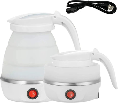 Foldable Travel Kettle For Camping Portable Silicone Collapsible Teapot With Auto Shutoff Safe Materials Easy To Store Compact White