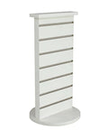 Two Sided Slatwall Counter Spinner Display Rack In Maple Finish For Giftware And Jewelry, Rotating Spin Rack With Black Base