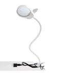 Clip On Magnifying Lamp With 3X 10X Loupes 8X15X Flexible Gooseneck LED Lighted Desk Loupe on table with power cord