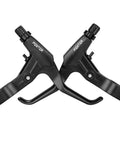 Universal Aluminum Alloy Bicycle Brake Levers For 2.2cm Handlebars With 2.5 Finger And 4 Finger Grips, shown in black aluminum