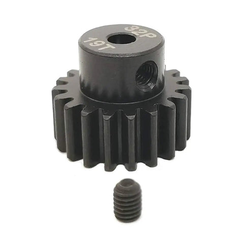 19T gear from 32P Hardened Pinion Gear Set For 1/8 Inch Hole With Hex Key Includes 17T 18T 19T 20T 21T 0.8M Pitch Compatible For RC Car