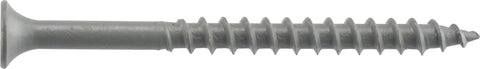 Pro Level Kickass Exterior Deck Screws Fifty Count Ten By Two And A Half Inch Phillips Fasteners With Gray Ceramic Finish, close-up view.
