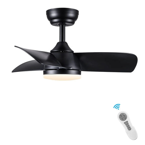 Black Ceiling Fan With Lights And Remote 28 Inch Modern Ceiling Fan With Quiet DC Motor 5 Speed Settings Reversible Blades Ideal For Living Room Bedroom Patio Indoors Or Outdoors