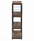 Side view of Corner Wall Shelf Organizer, 3 Tier Industrial Style Metal Bookshelf For Kitchen, Pantry And Bedroom