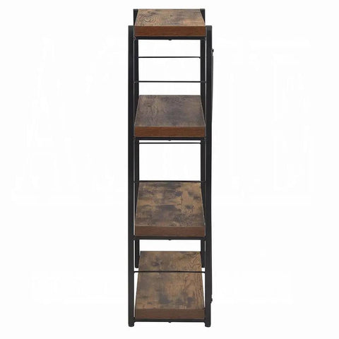 Side view of Corner Wall Shelf Organizer, 3 Tier Industrial Style Metal Bookshelf For Kitchen, Pantry And Bedroom