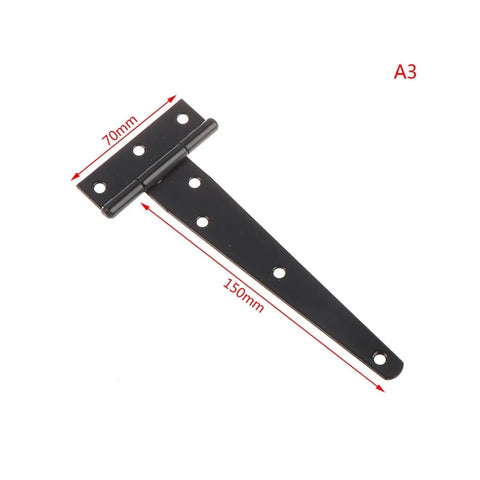 Heavy Duty Iron T Shape Triangle Hinge For Cabinets Sheds Doors And Gates Black Painted Hardware 150mm by 70mm