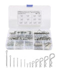 210x Hair Pin Cotter Pin Assortment Kit Stainless Steel R Clips And Hair Pin Clips For Mechanical Power Equipment Trucks Garage And DIY Projects Built For Tough Jobs In A Durable Grab And Go Storage Box With Easy Identification And Quick Repairs. open case with assorted stainless steel cotter pins and hair pin clips
