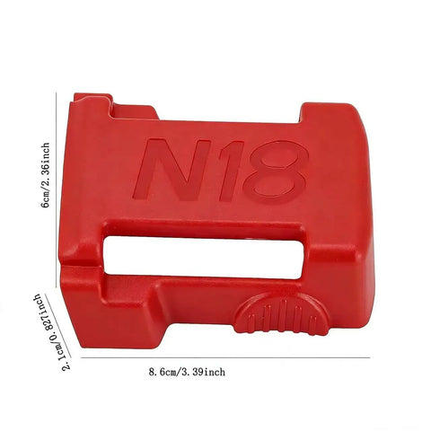 M18 18V Battery Holder Wall Mount Kit 5 Piece Tool Organizer Rack For Cordless Drills And Batteries, red plastic holder