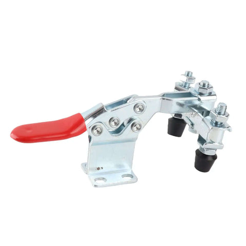 Beefy Heavy Duty Horizontal Toggle Clamp With Dual Head And Quick Release Iron Construction Delivers 500lb Holding Power