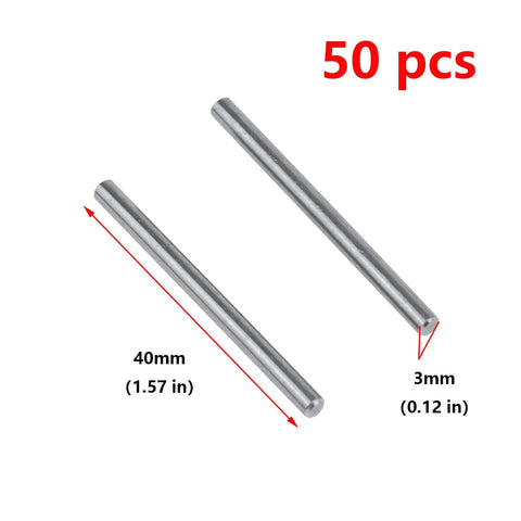 Heavy Duty 304 Stainless Steel Dowel Pins 50 Pack Snug Alignment Cylindrical Locating Fasteners Rust Resistant Workhorse For Woodworking Metal Jigs And Home Projects, showing two dowel pins with dimensions.