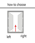 Diagram showing door opening direction for Beefy Stainless Flag Type Hinge With Double Curved Folding Detachable Fireproof Anti Theft Door Hardware