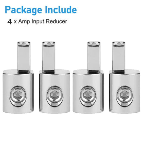 4 Pack 1/0 To 4 Gauge Wire Reducer For Car Audio Power Amp Terminal Aluminum Nickel Plated Beefy Heavy Duty Connector For Quick Install And Clean Grounding, 4-pack reducers