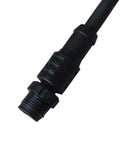 Close-up of NMEA 2000 15 Foot Backbone Drop And Extension Cable for Marine Networks, showing black, gold-plated 5-pin connector end.