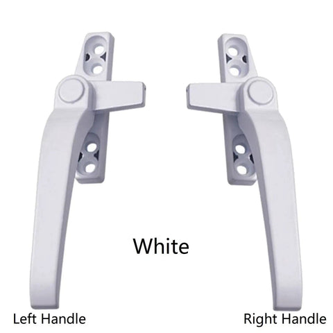 White left and right handed casement locking window handles in aluminum alloy with universal security switch for home use