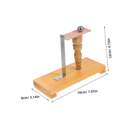 Pendulum Ball Inertia Demonstration Kit for Classroom Physics and Homeschool STEM Learning on wooden base with measurements