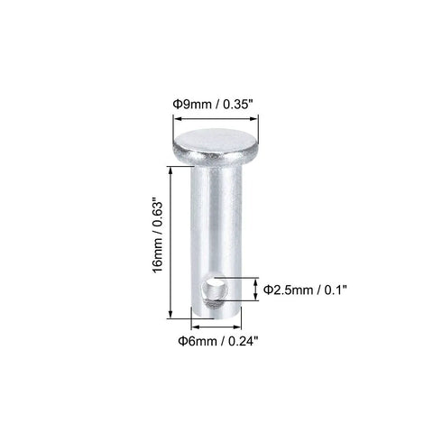 Heavy Duty 6mm By 16mm Flat Head Clevis Pins With Single Hole Zinc Plated Solid Steel For Link Hinge Use And Machinery Or Automotive Projects Durable Pin Kit With 20 Pieces For Secure Fastening And Long Lasting Performance. 6mm x 16mm zinc-plated steel clevis pin with flat head and single hole