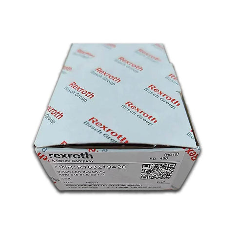 Box of single aluminum slider block R163221420 compact linear unit with sealed ball bearing carriage for CNC automation parts.