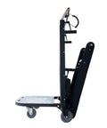 Heavy Duty Electric Stair Climber Dolly With Rubber Tracks For Hauling Furniture Appliances And Industrial Gear Up To 771 Lbs Using Powerful 1200W Motor Plus Foldable Design For Easy Storage And Smooth Moves side view showing foldable design and rubber tracks.