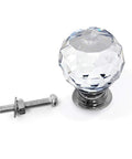 Crystal Knobs Set Six Pack Round Ball 42mm Cabinet Knobs With Screws shown with crystal knob and included screw