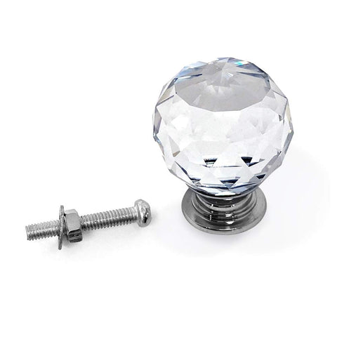 Crystal Knobs Set Six Pack Round Ball 42mm Cabinet Knobs With Screws shown with crystal knob and included screw