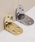 Heavy Duty Folding Table Hinges 180 Degree Swing Down Flush Close Zinc Alloy 4 Pack for Sewing Machine Tables, gold and silver hinges displayed