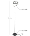 Halo Split LED Torchiere Floor Lamp Dimmable Bright Light Tall Standing Lamp For Living Room Or Office with dimensions.