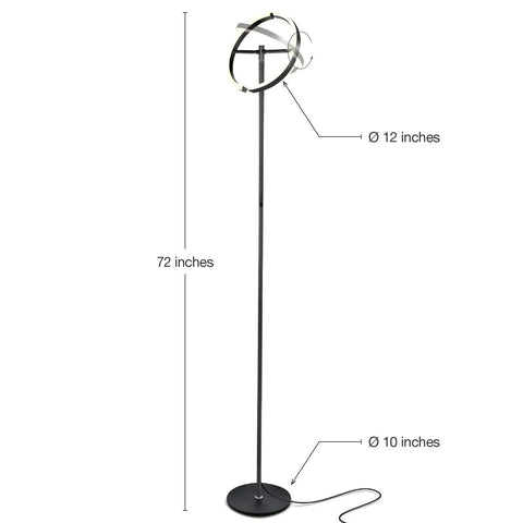Halo Split LED Torchiere Floor Lamp Dimmable Bright Light Tall Standing Lamp For Living Room Or Office with dimensions.