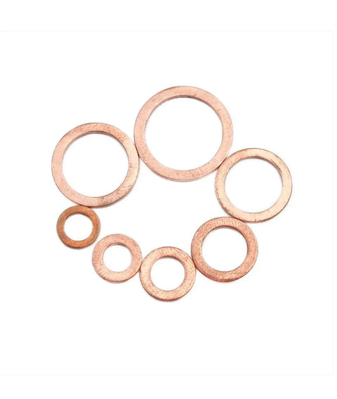 Copper Washers Assortment Kit With 100 Flat Gaskets In M4 M5 M6 M8 M10 M12 M14 For Cars Boats Plumbing And DIY Projects