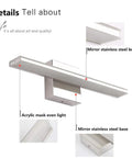 Chrome Bathroom Light Fixtures 24 Inch LED Vanity Bar Over Mirror Lighting IP44 Waterproof 14W 850LM Modern Rectangle Vanity Lamp