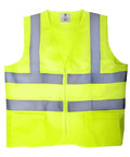 Hella Breathable Neon Yellow Knitted Safety Vest Class 2 High Visibility Construction Work Gear featuring front zipper and reflective strips.