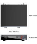 Dual Channel UHF Wireless Microphone System with dimensions shown from top and front views