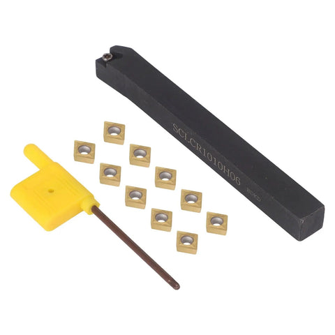 10 Pack CCMT060204 Carbide Inserts With SCLCR1010H06 Lathe Tool Holder For External Turning Alloy Steel Machining