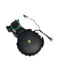 BCWBLWE omni-directional front wheel assembly for Roborock vacuums, with black wheel, green PCB motor, and wiring harness.