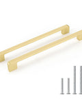 25 Pack Brushed Brass Cabinet Pulls Gold Finish 10 Inch Hole Center Zinc Alloy Solid Handles with screws