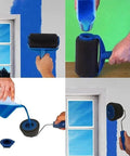 Pro Quality Paint Roller Brush Set With Slick Leakproof Grip And Deep Paint Reservoir For Clean Wall Trimming And Hassle Free Diy Room Refreshes That Roll Out Smooth in use, featuring filling and painting steps.