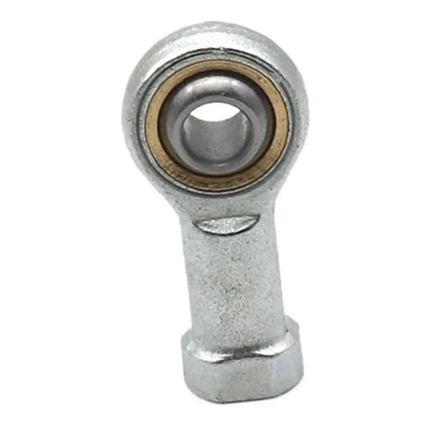 Sturdy Female SI T/K Ball Joint Rod End Bearing Connector With Metric Threaded Specs For Tight Spots In Heavy Duty Machinery And Automotive Builds, front view.