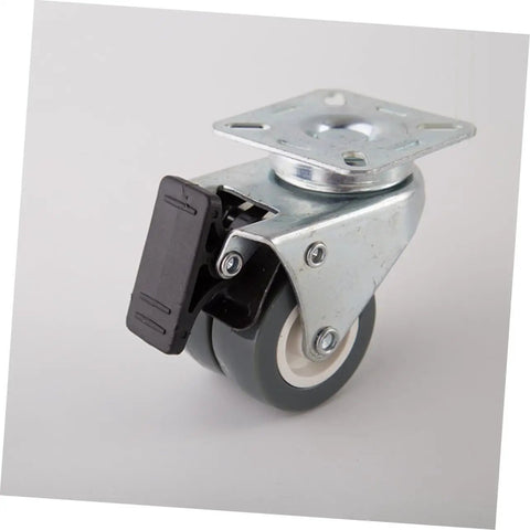 Heavy Duty Two Inch Twin Caster Wheels With Tpr Swivel Plate For Dolly Cart Furniture Sliding Rolling Smooth As Silk Built Tough For The Daily Grind Sturdy Steel Base close-up showing gray wheel and swivel plate.