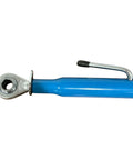 Beefed Up 3 Point Top Link Assembly Category 2 Fits Tractors And Backhoes, close-up view of metal eyelet and adjustment handle