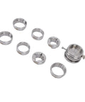 Pro Grade Watch Movement Fixing Kit, 8 Piece Stainless Steel Movement Holder Base With Repair Tools displayed on white background