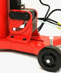 Close-up of the base and wheels of the Badass 12 Inch Concrete Core Drill Rig With 12 Piece Pro Series Diamond Wet Core Bit Set 1 To 12 Inches.