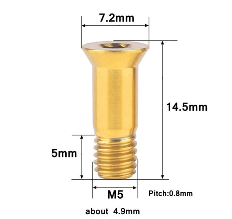 2 Pack Titanium Rear Derailleur Jockey Wheel Bolts M5 X 14.5mm Gold Color Ultra Durable Anti Corrosion Titanium Alloy Pro Grade Bicycle Upgrade