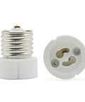 E26 E27 To GU10 Ceramic Socket Adapter Built Tough For Heavy Duty Halogen And Led Spotlight Work UL Certified 660 Watt Handle The Heat With Zero Sweat Handy Dandy Upgrade in white, showing both sides of the adapter.