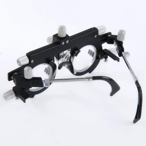Fully Adjustable Optometry Trial Frame For Eye Exams And Fittings with precise PD adjustments and rotating lens degrees.
